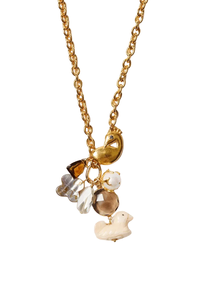 Peacock Charm Necklace Multi