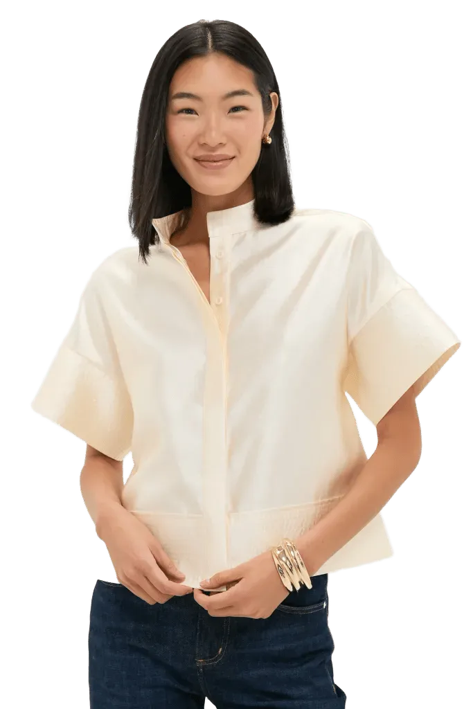Pearl Dupioni Trapunto Stitch Sofia Shirt