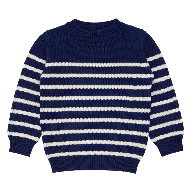 unisex navy and cream stripe knit sweater