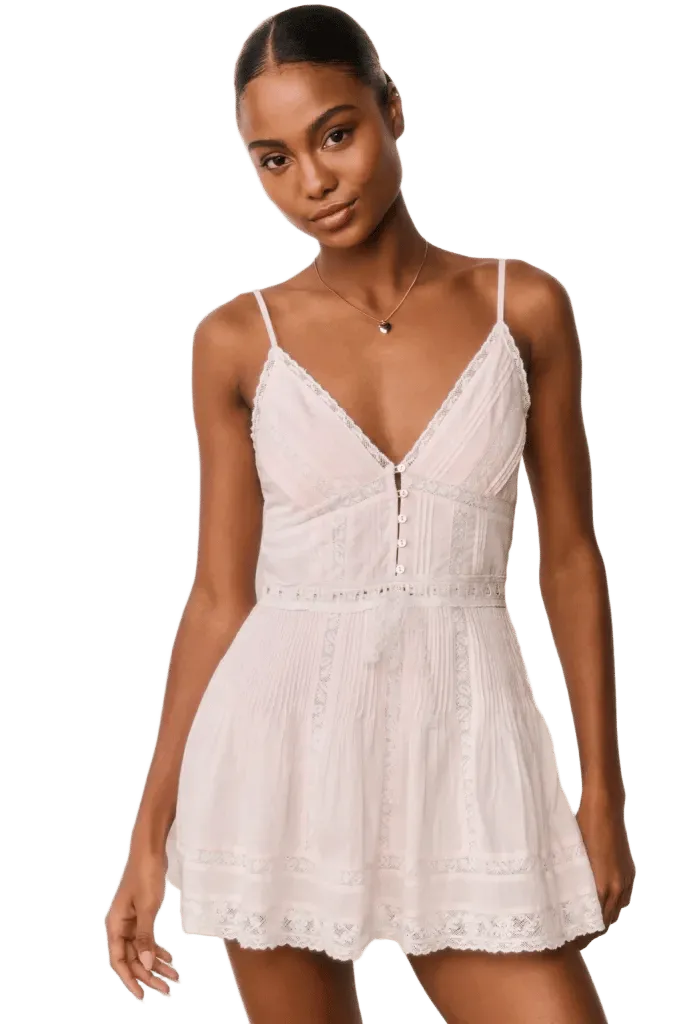 Zirelle Pink Cotton Lace-Trimmed Mini Dress