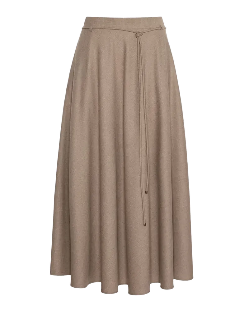 Cashmere Belted Midi Skirt