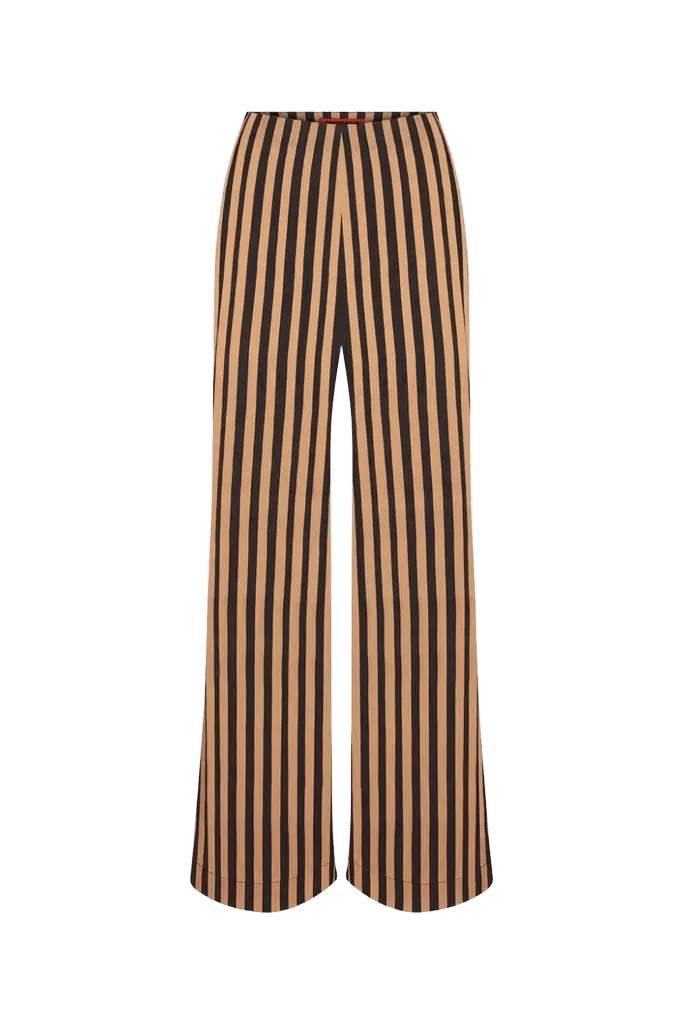 Pia Poplin Pant In Black/Tan Stripe