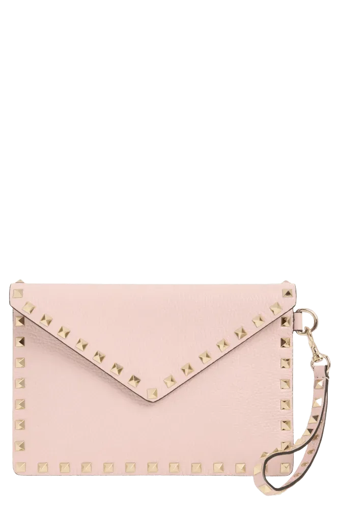 Medium Rockstud Leather Clutch