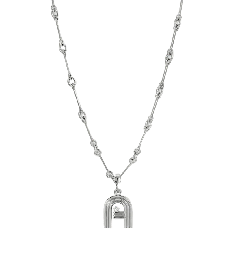 Groovy Diamond Initial Charm Necklace on Station Chain