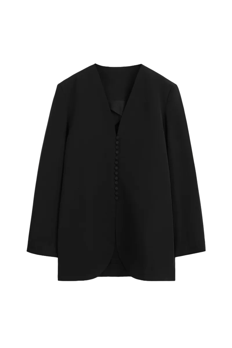 BUTTON-DETAIL SILK-CREPE BLAZER