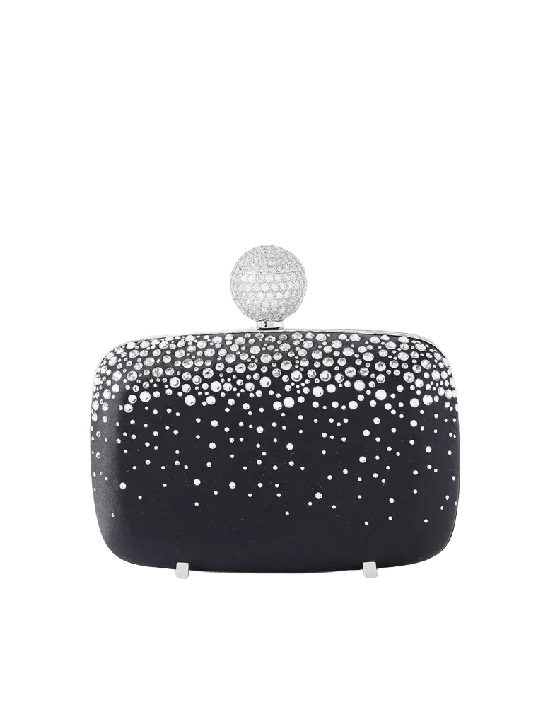Marlene embellished satin clutch - black - One Size