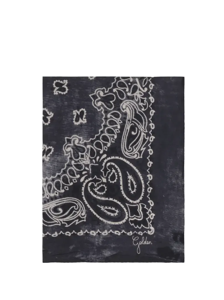 Golden Goose Paisley Printed Silk Scarf — Anthracite