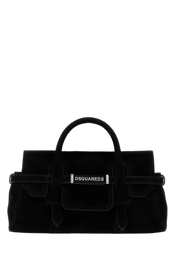 Dsquared2 Suede Twin-Handle Shoulder Bag — Black