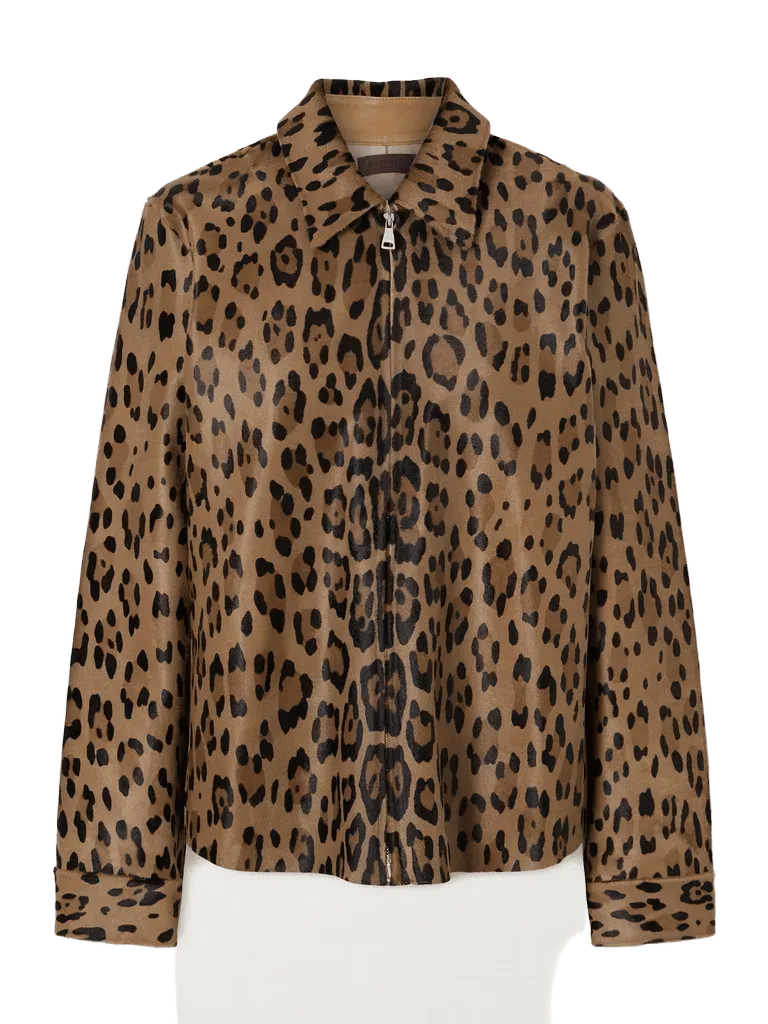 Huston leopard-print calf hair jacket