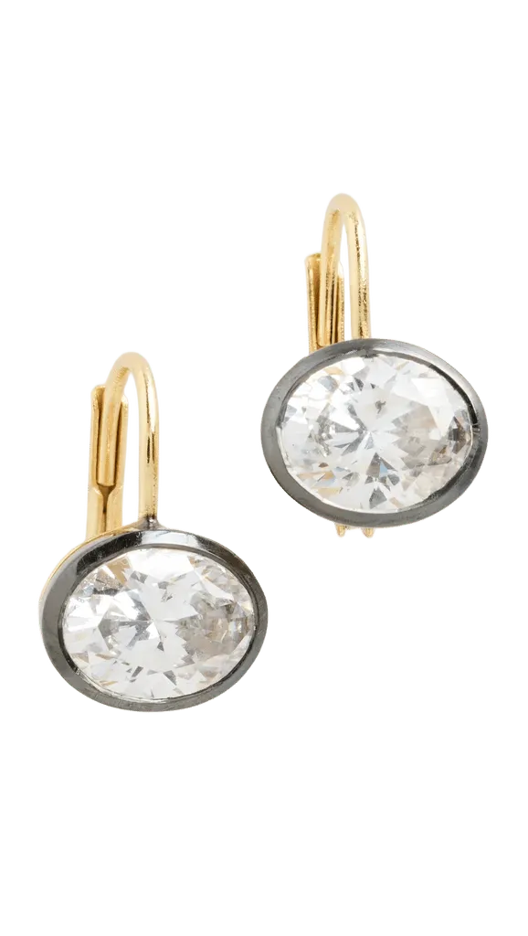 Rhodium Bezel Drop Earrings