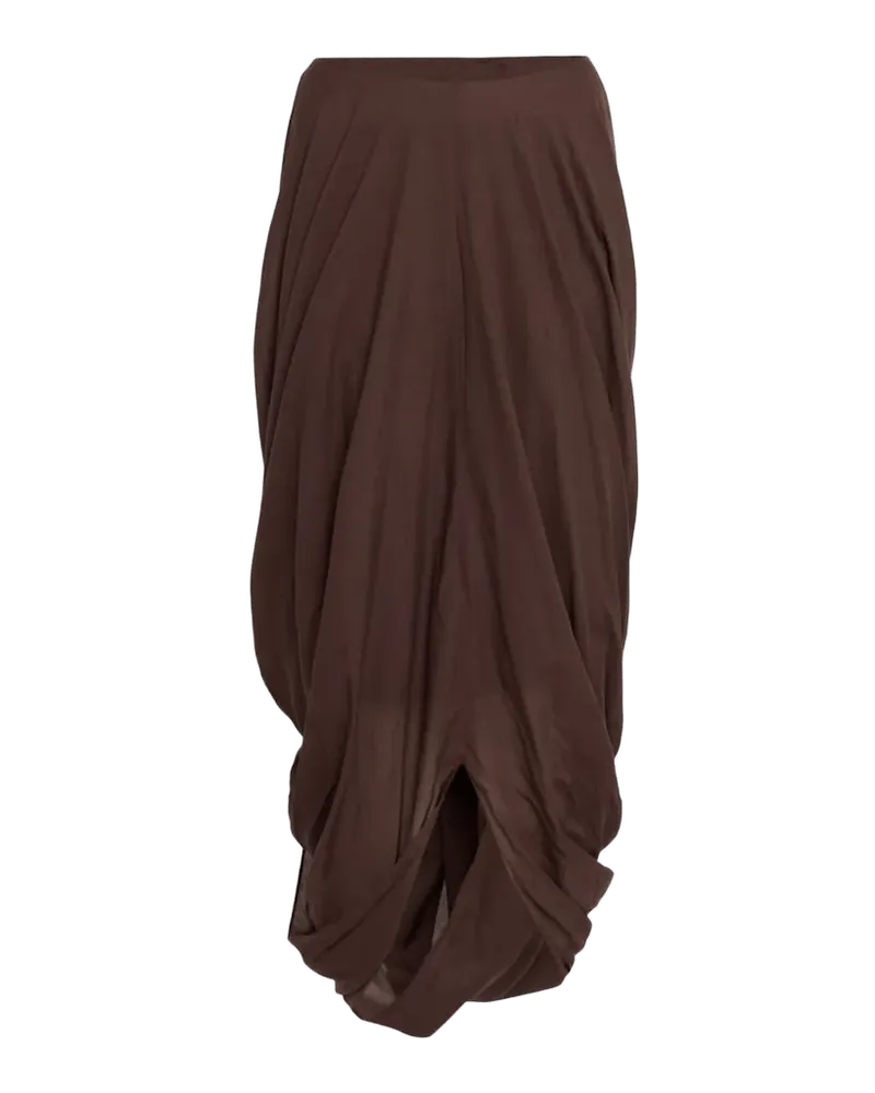 Cocoon Drape Cotton-Blend Midi Skirt
