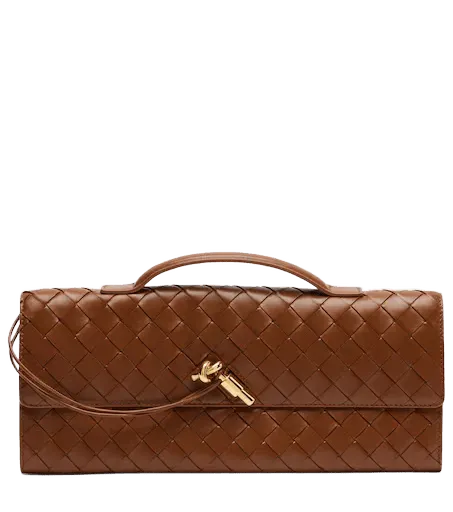 Intrecciato leather clutch