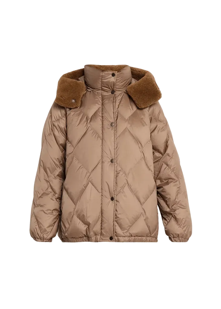 Superlight Matte Puffer Jacket With Detachable Lamb Shearling Hood