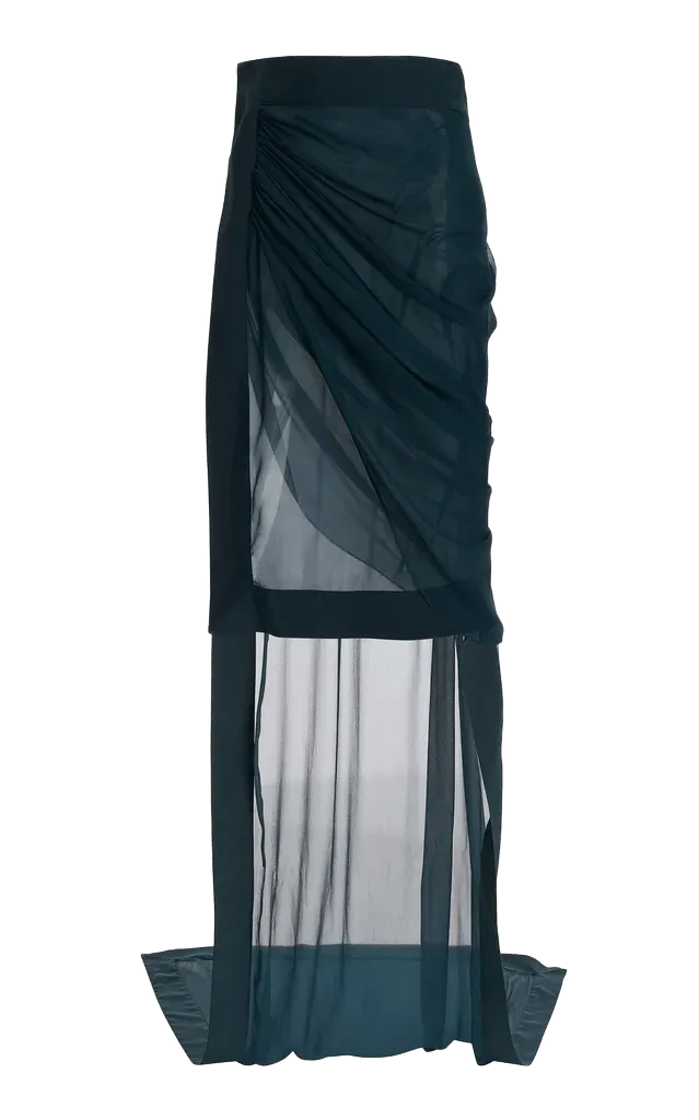 Silk Draped Knee Skirt