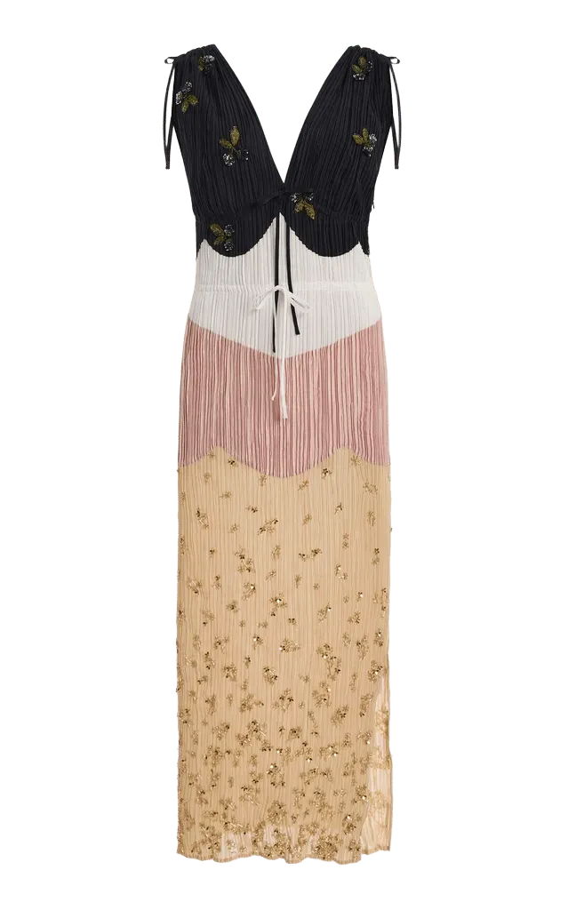 Anita Embroidered Panel Midi Dress