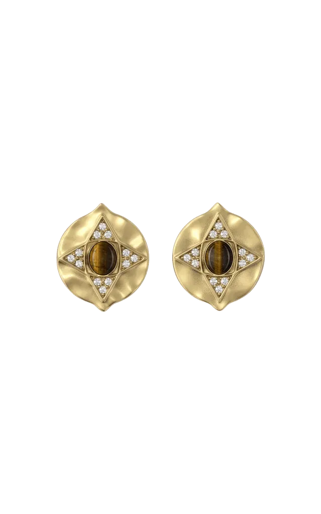14K Gold plated sterling silver Hathor Stud Earrings