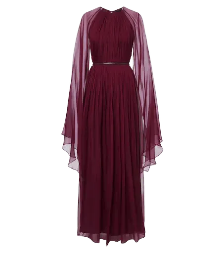 Elegante belted silk chiffon gown