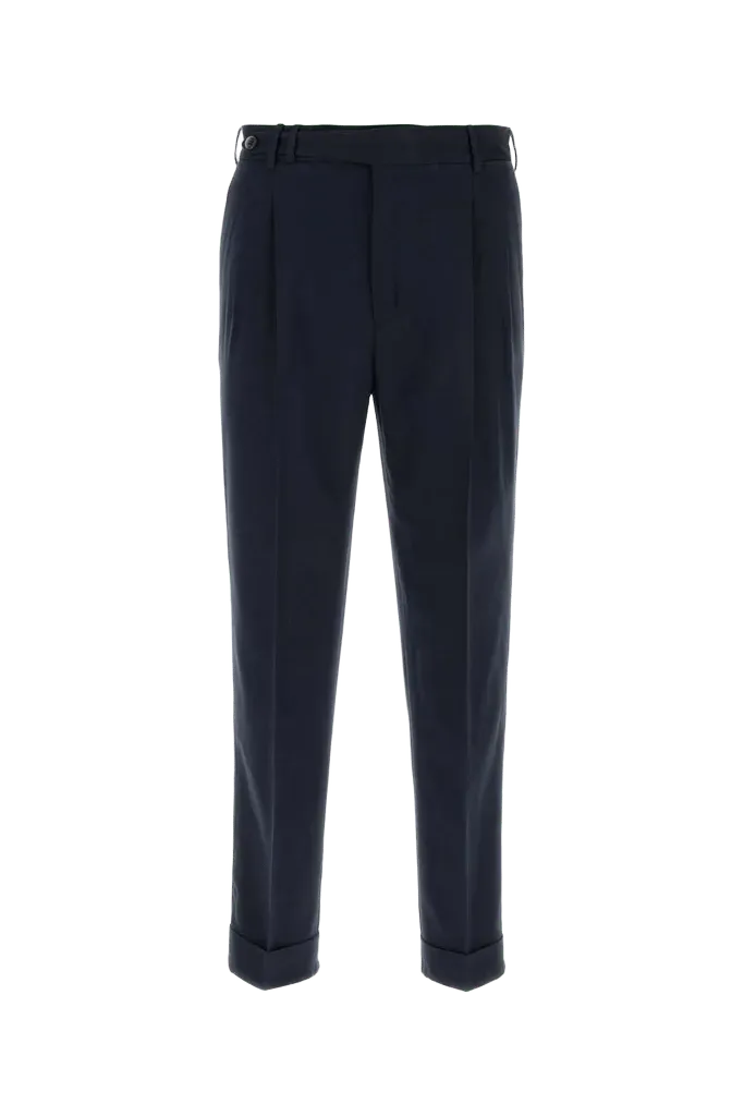 Pt Torino Cotton-Blend Tailored Trousers — Navy