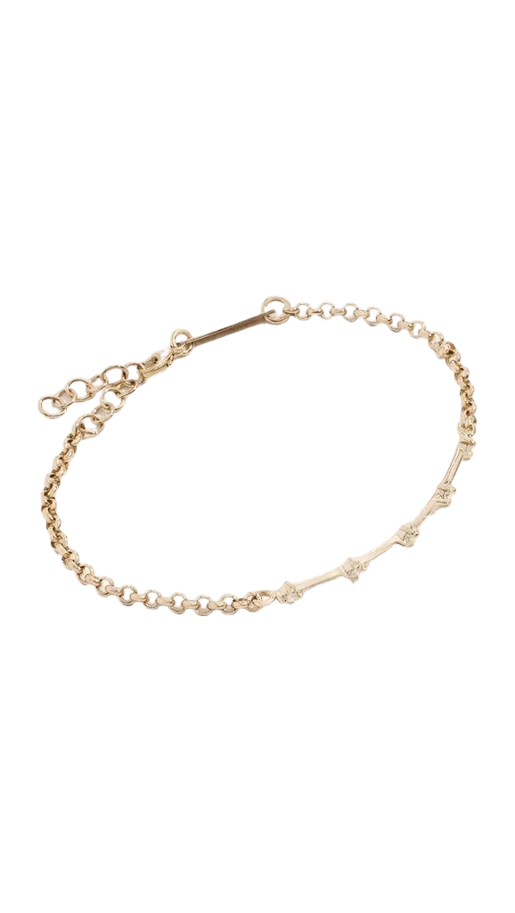 14k Diamond Dash Rolo Chain Bracelet