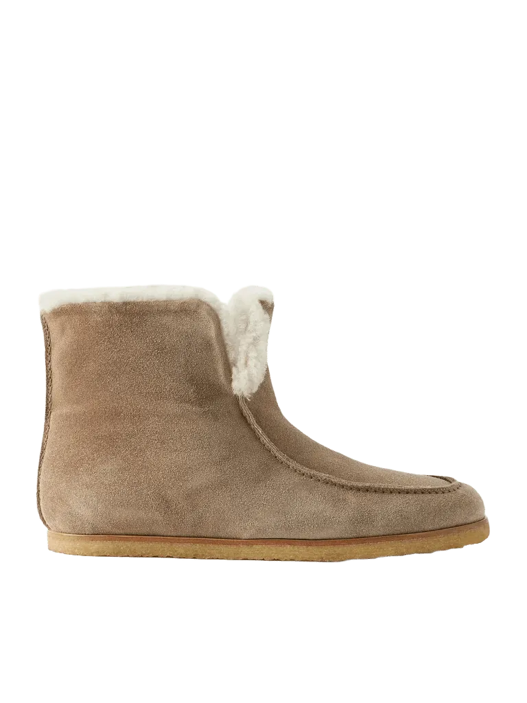 52 shearling-trimmed suede ankle boots