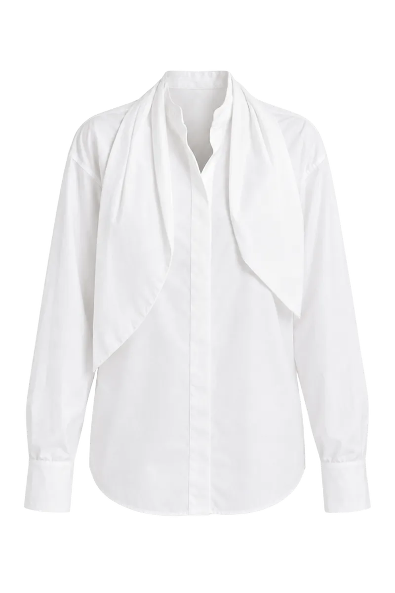 Cb Top with Tie in Cotton Poplin