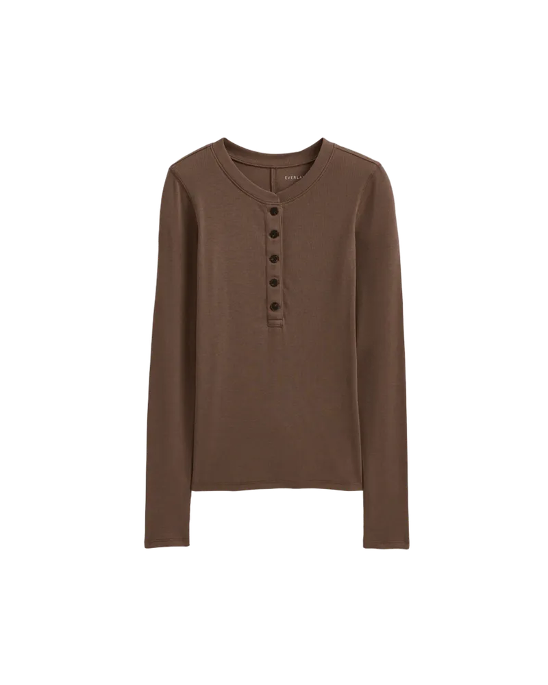 The Luxe Rib Henley | Deep Taupe