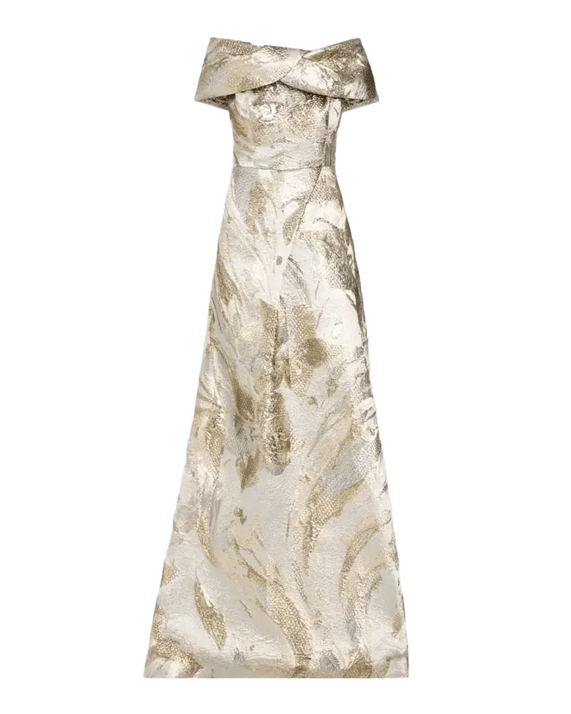 Off-Shoulder Metallic Jacquard Gown