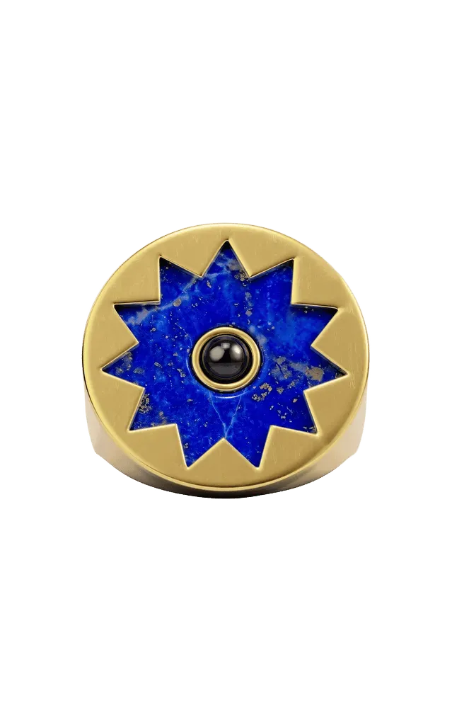 14K Gold plated sterling silver Sunburst Signet Ring