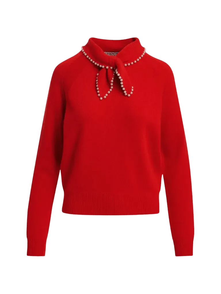Essentiel Antwerp pearl-embellished bow-collar sweater