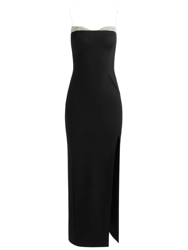 HALLIE EMBELLISHED MAXI DRESS - BLACK/OFF WHITE