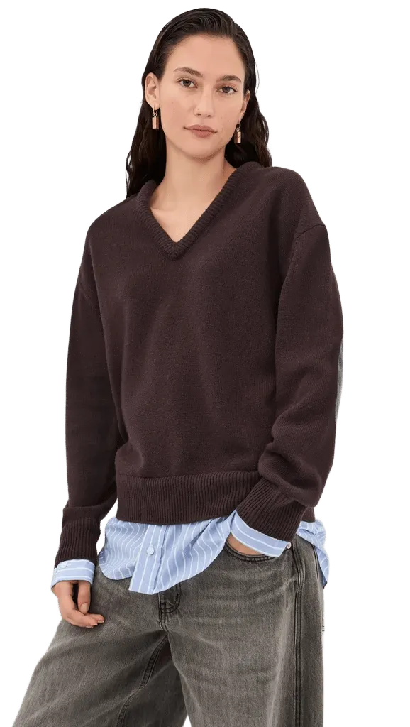 V Neck Pullover Wool Sweater