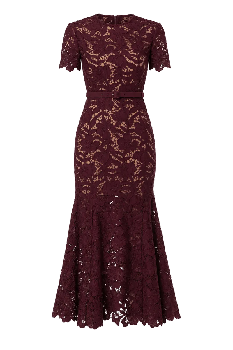 Self-Portrait burgundy lace dress