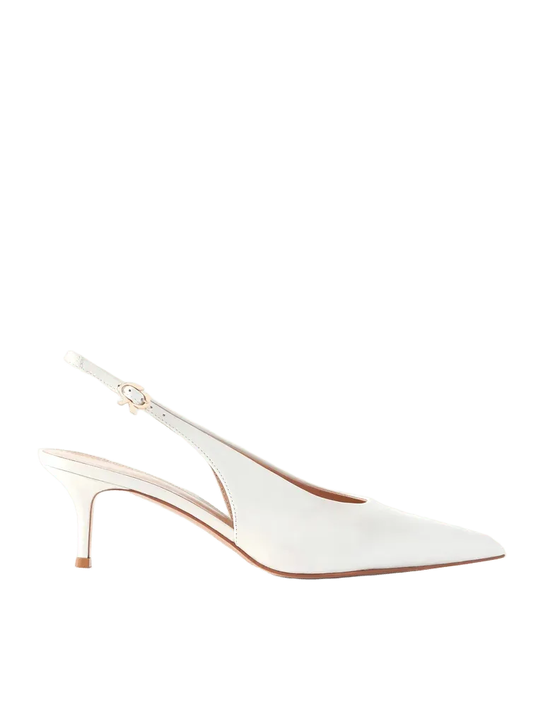 Robbie 55 polished-leather slingback pumps