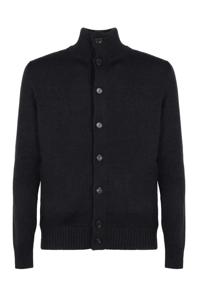 Slowear Virgin Wool Cardigan — Navy