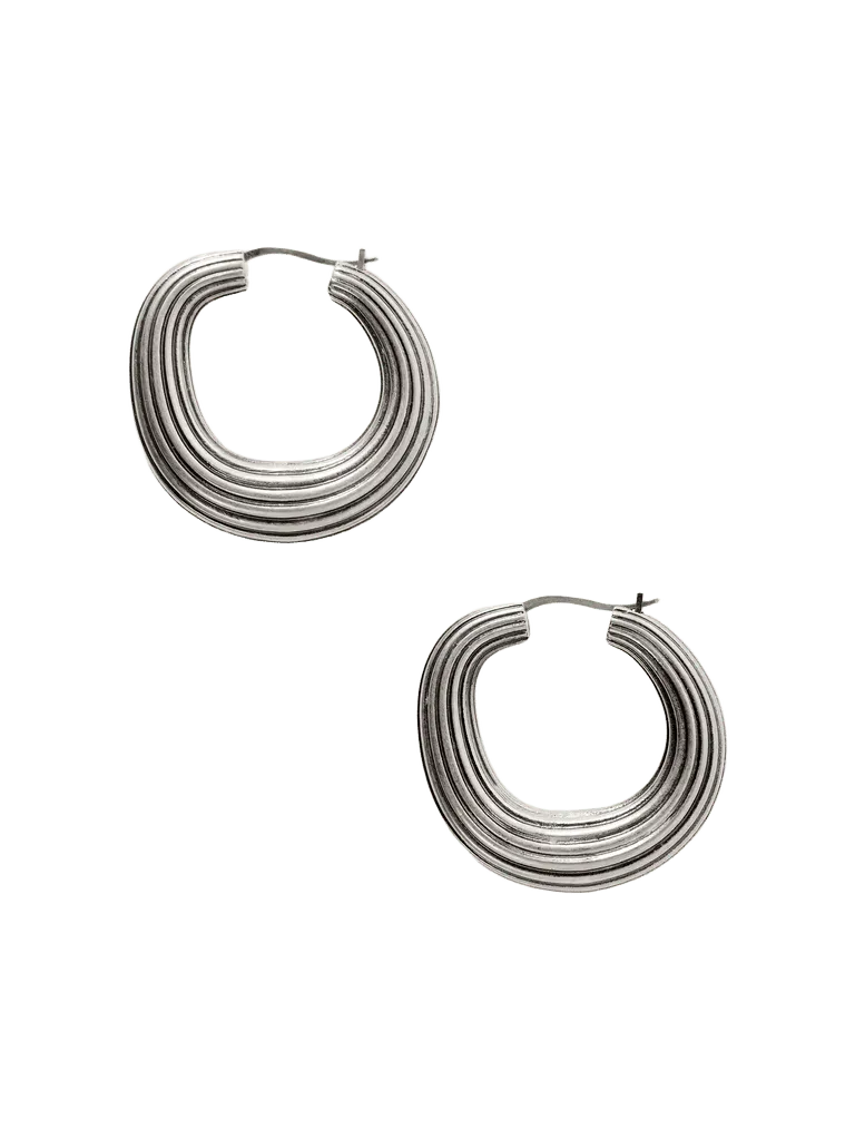 Santa Fe silver-toned hoop earrings