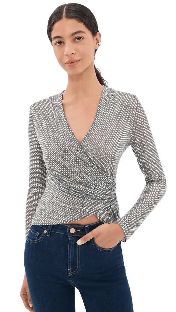Rhinestone Mesh Wrap Top