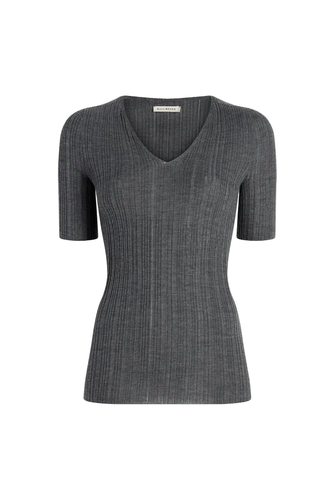 Pika Short Sleeve V-Neck in Superfine Pointelle