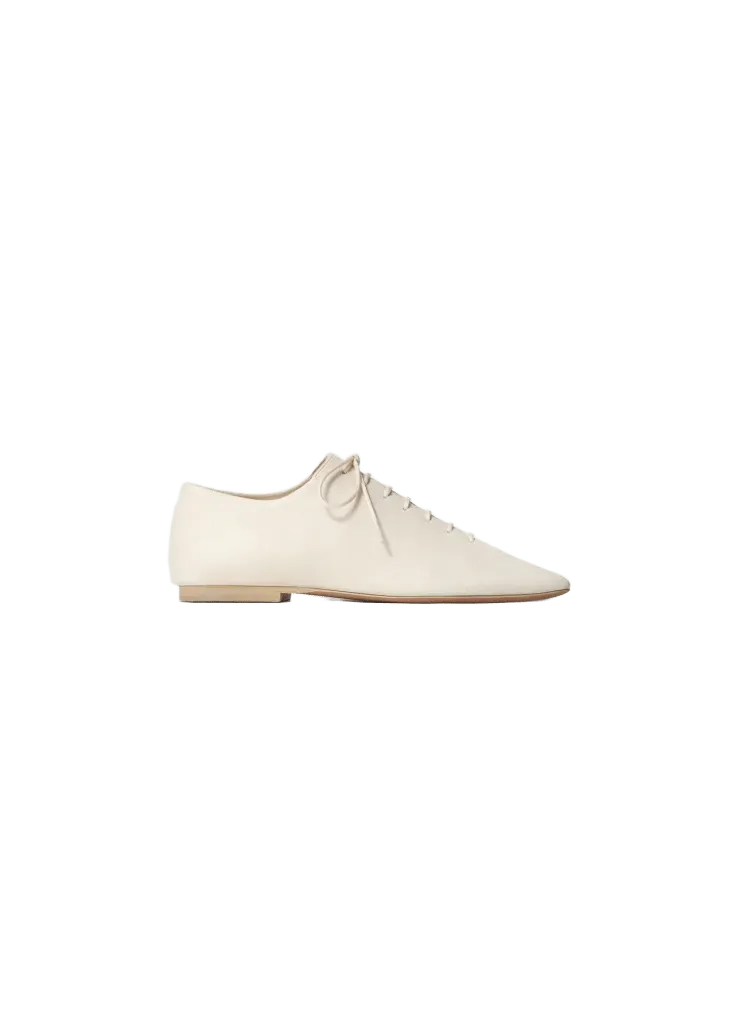 SOURIS FLAT CLASSIC DERBIES IN WASHED NAPPA LAMBSKIN LEATHER