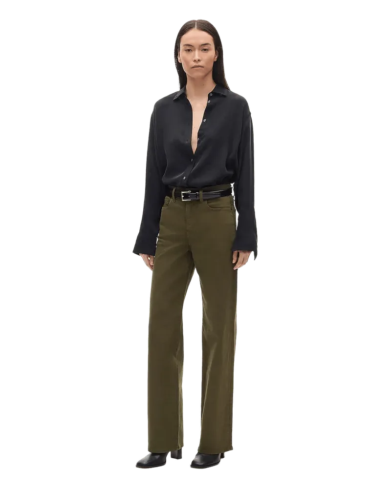 Full-length slim-wide jean in garment dye