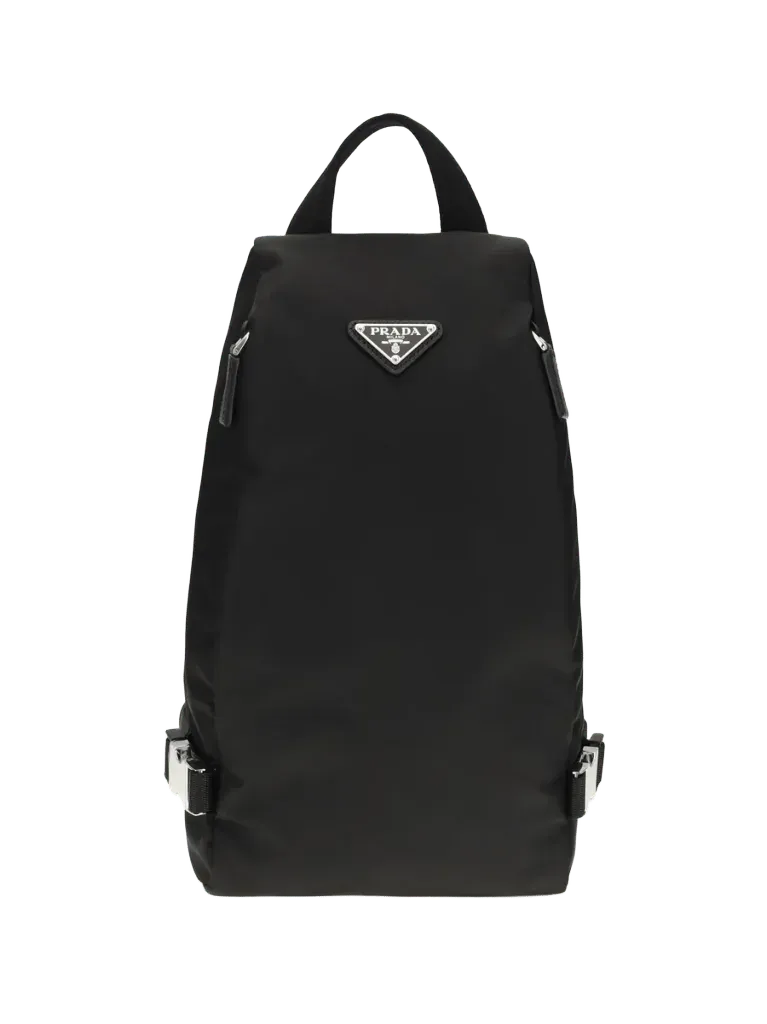 Prada Triangle Logo Backpack — Black