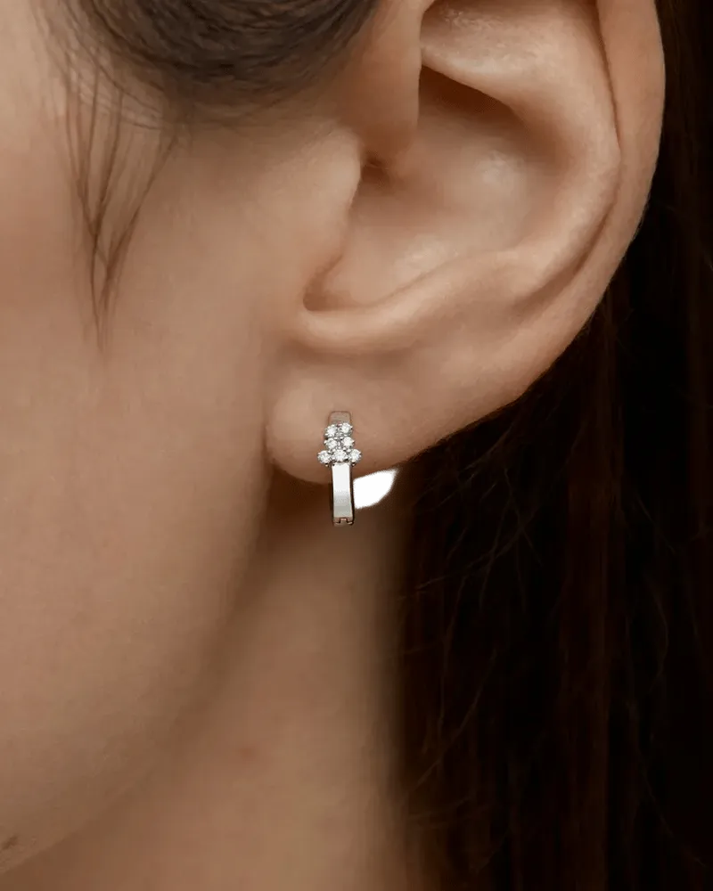 Lumen Accent Diamond Hoops in White Gold
