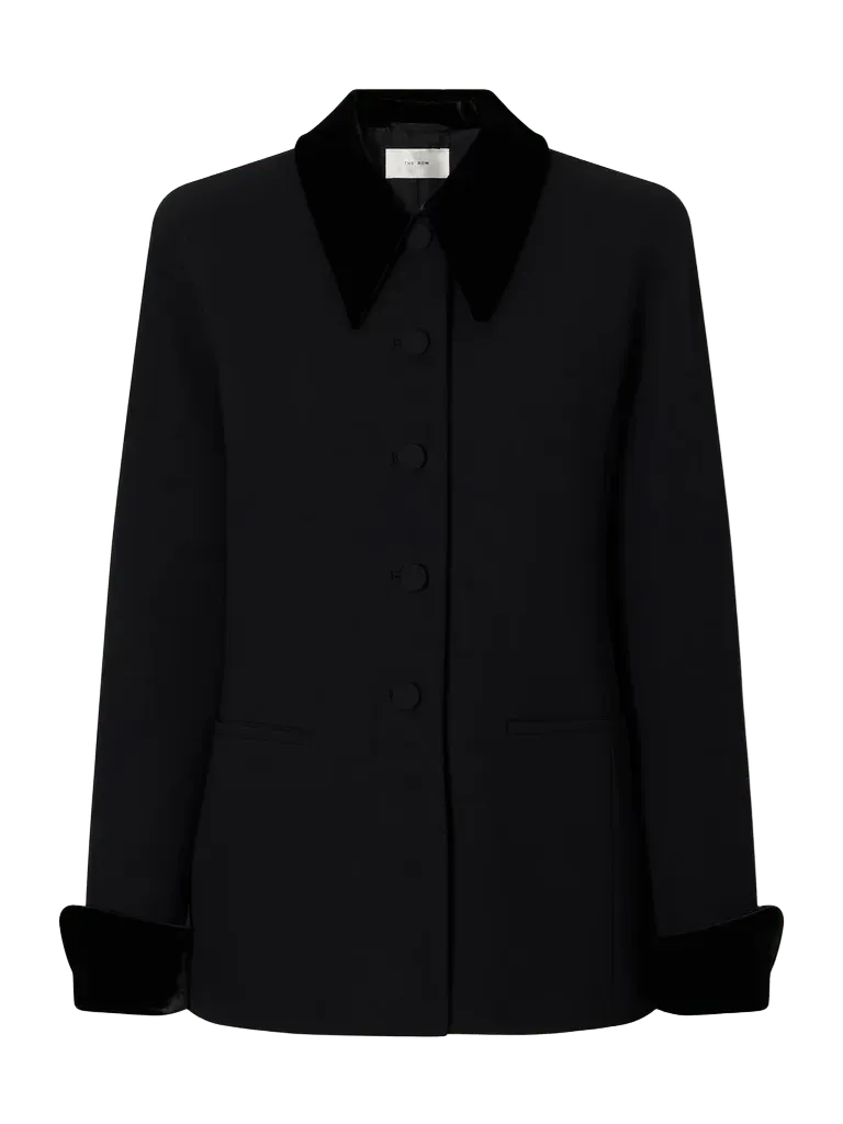 Jeko velvet-trimmed wool barathea jacket