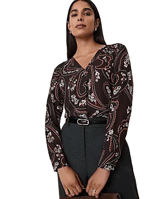 Paisley Mixed Media Pleat Front Top