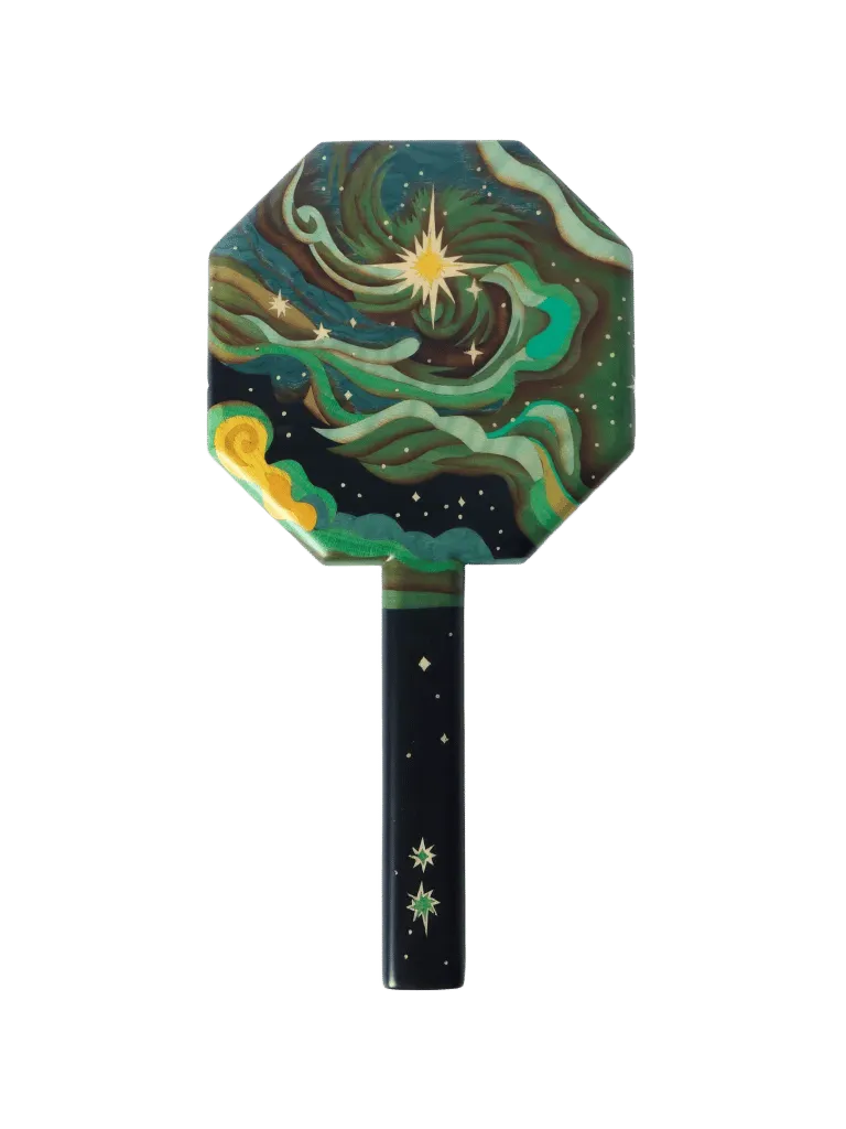Elphaba Sky Marquetry Wood Hand Mirror