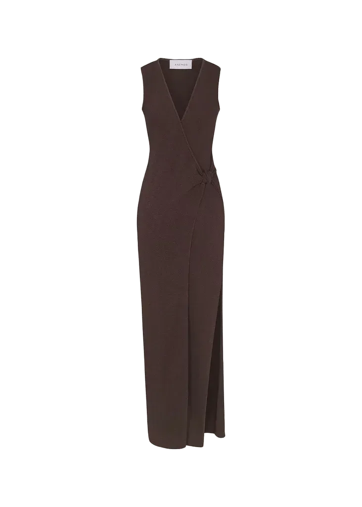 Plunging Knot Crochet Maxi Dress