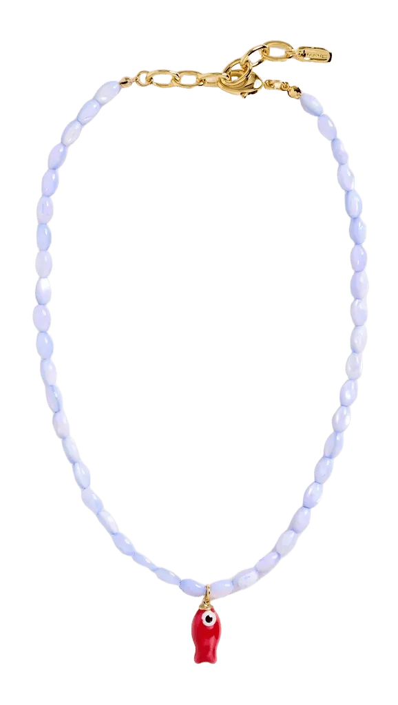 Baby Blue Beaded Fish Necklace