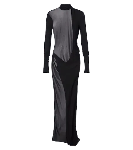 Open-back crêpe jersey maxi dress