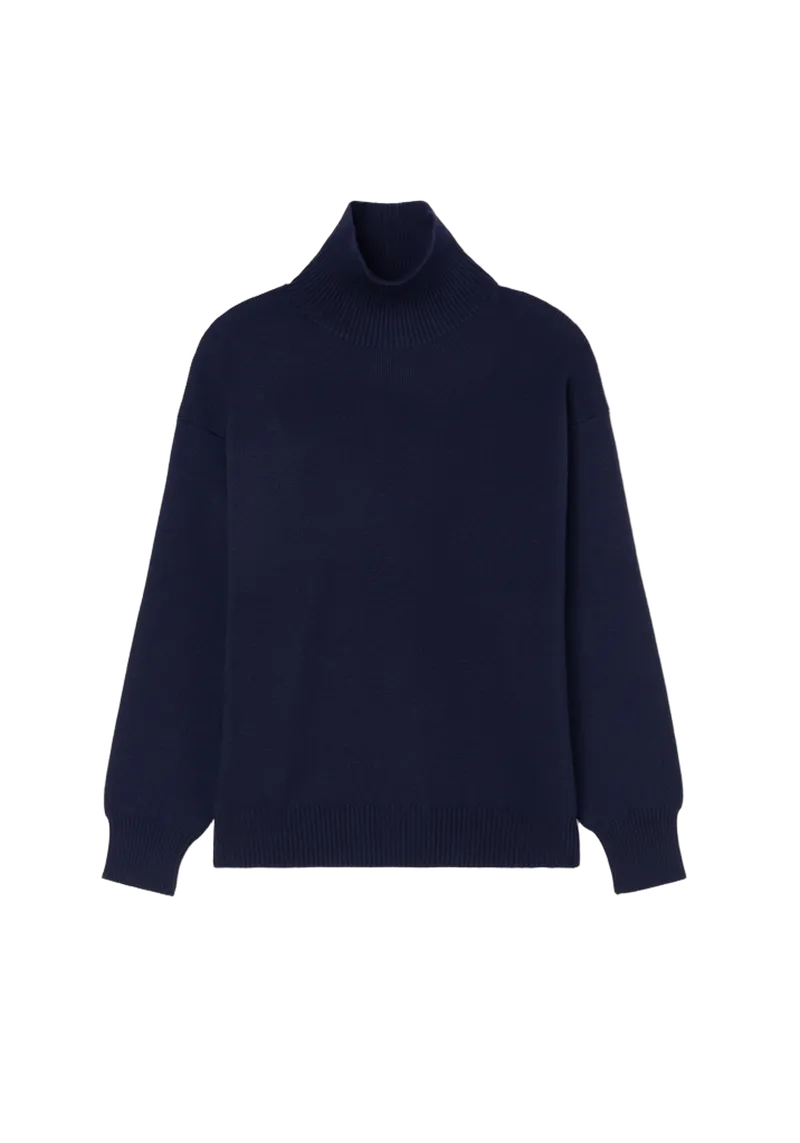 Sculptural compact turtleneck | navy