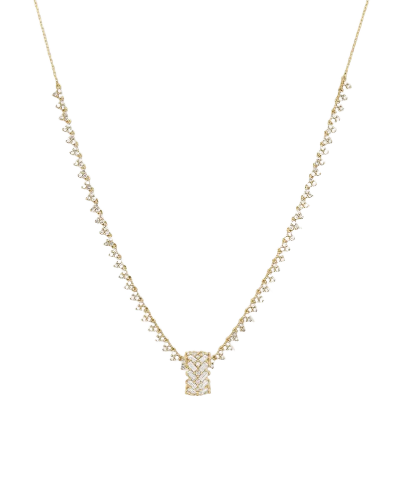 Chevron Baguette Big Bead Tennis Necklace