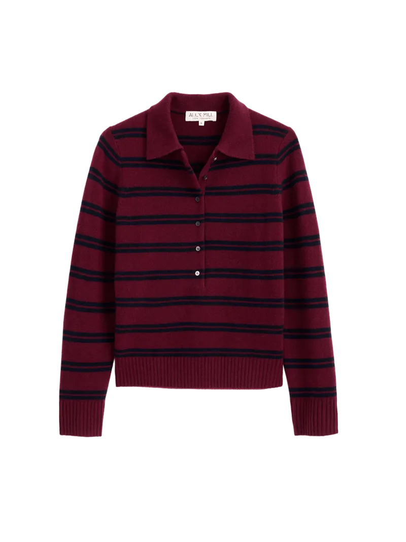 Park Striped Polo in Washed Cashmere